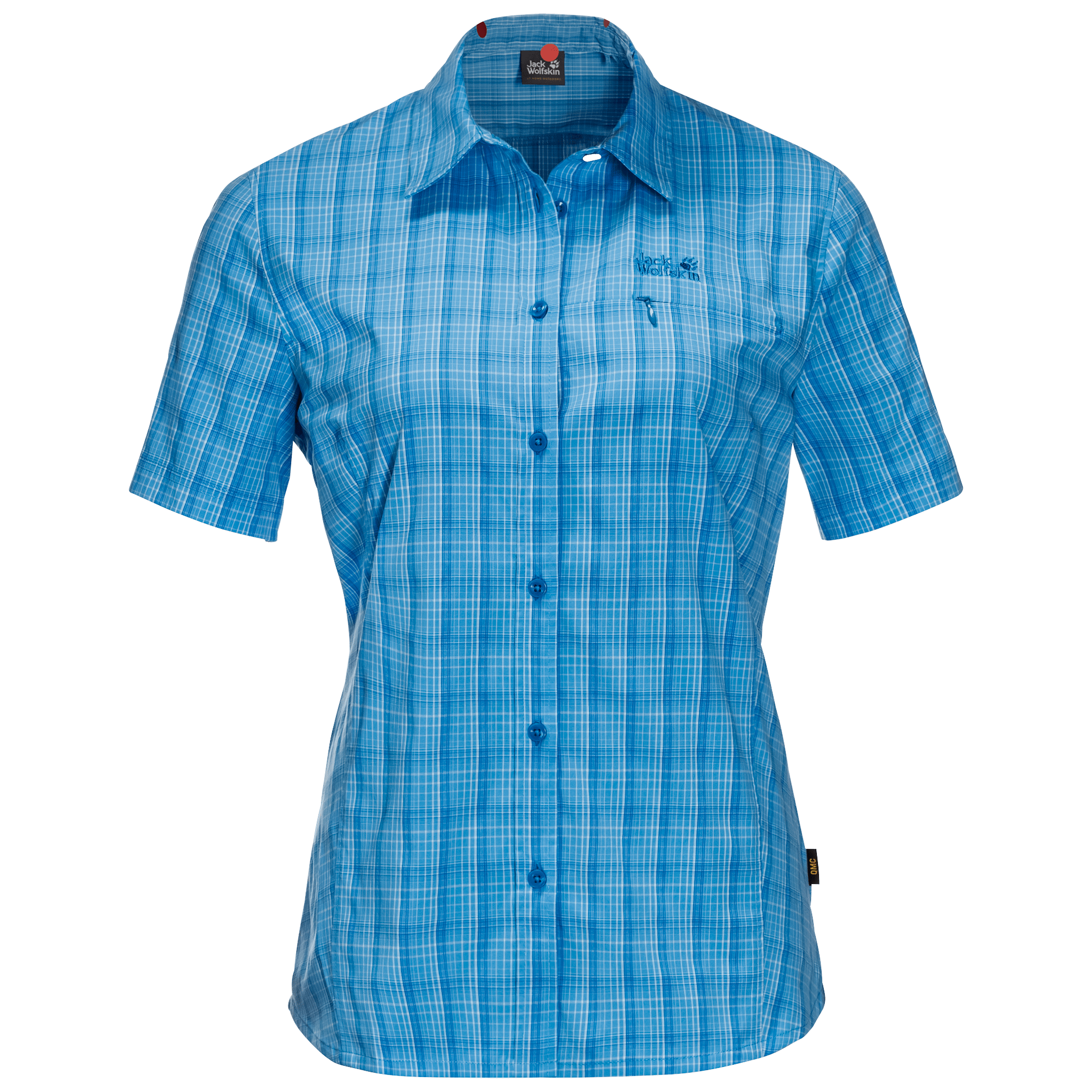 Brilliant Blue Checks Short-Sleeved Uv Stetch Buttondown