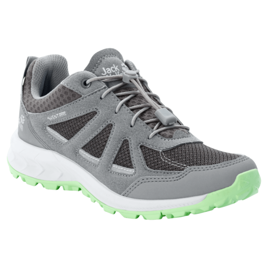 Dark Grey / Light Green Women'S Lightweight Hiking Shoe With Leather