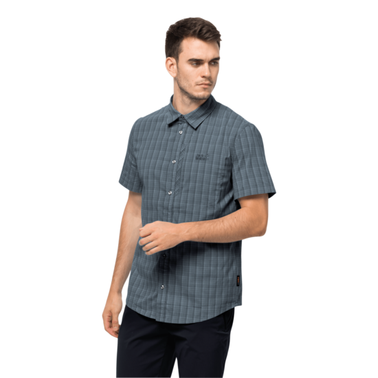 Storm Grey Checks Short-Sleeved Button Up