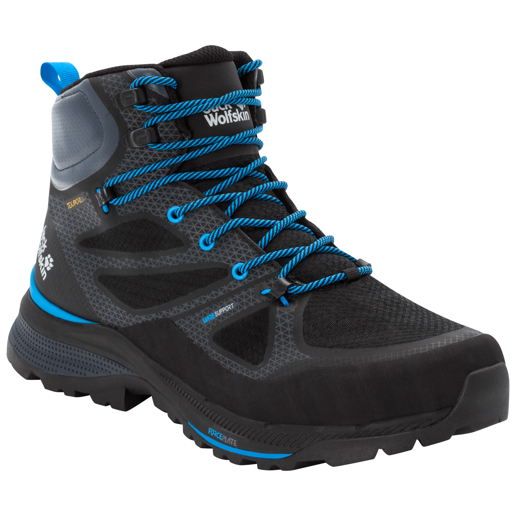 Black / Blue Mens Waterproof Hiking Shoes