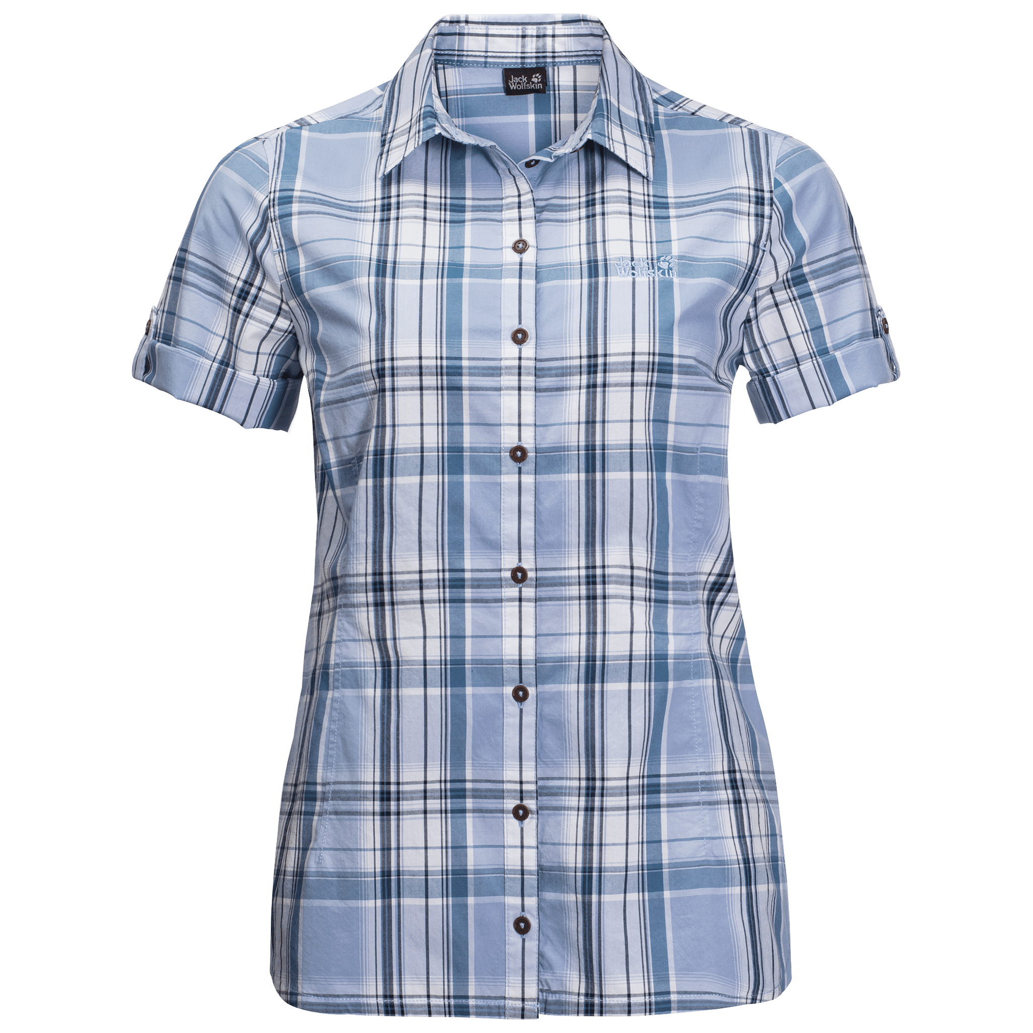 Shirt Blue Checks Organic Cotton Short-Sleeved Button-Down