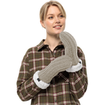 Dusty Grey Knitted Mittens With Sherpa Lining