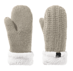 Dusty Grey Knitted Mittens With Sherpa Lining