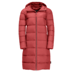 Coral Red Windproof Down Coat Women