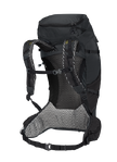 Black Hiking Pack With Advanced Back Ventilation For Multi-Day Hikes In Warm Regions, Made From Recycled Materials.