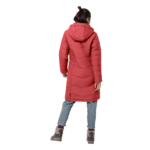 Coral Red Windproof Quilted Coat Women