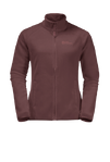 Dark Maroon Medium Warmth Fleece Hiking Jacket Made Of Recycled Material With Short System Zip