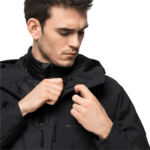 Black 5-In-1 Hardshell Jacket For Hiking Men