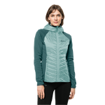Sea Foam Stretch Fleece Jacket With A Windproof, Water-Repellent Front And Hood With Synthetic Fiber Padding