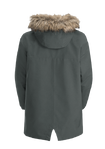 Slate Green Stylish 3In1 Parka With Removable Fur-Lining On The Hood And Large Hip Pockets.
