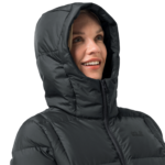 Black Windproof Down Coat Women