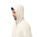Cotton White Warm, Stretchy Fleece Jacket With Hood