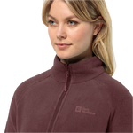 Dark Maroon Medium Warmth Fleece Hiking Jacket Made Of Recycled Material With Short System Zip