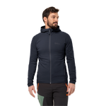 Night Blue Super Elastic Fleece Jacket With Hood And Lots Of Freedom Of Movement