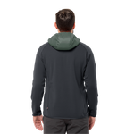 Hedge Green Stretch Fleece Jacket With A Windproof, Water-Repellent Front And Hood With Synthetic Fiber Padding