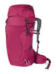 Sangria Red Hiking Pack With Advanced Back Ventilation And Short Back Length For Multi-Day Hikes In Warm Regions, Made From Recycled Materials