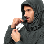 Slate Green Warm, Windproof And Water Repellent Down Jacket With Hood