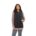 Black Long Sherpa Fleece Vest With Hood