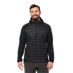 Black Stretch Fleece Jacket With A Windproof, Water-Repellent Front And Hood With Synthetic Fiber Padding