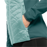 Sea Foam Stretch Fleece Jacket With A Windproof, Water-Repellent Front And Hood With Synthetic Fiber Padding
