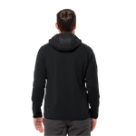Black Stretch Fleece Jacket With A Windproof, Water-Repellent Front And Hood With Synthetic Fiber Padding