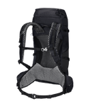 Black Hiking Pack With Advanced Back Ventilation And Short Back Length For Multi-Day Hikes In Warm Regions, Made From Recycled Materials