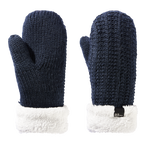 Night Blue Knitted Mittens With Sherpa Lining