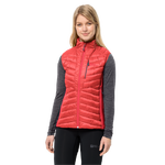 Vibrant Red Lightweight And Warm Insulated Vest That Works Well In Damp Conditions.