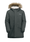 Slate Green Long, Classically Styled Insulated Parka For Kids.
