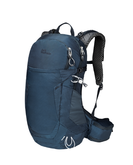 Dark Sea Hiking Pack With Advanced Back Ventilation And Short Back Length For Day Hikes In Warm Regions, Made From Recycled Materials