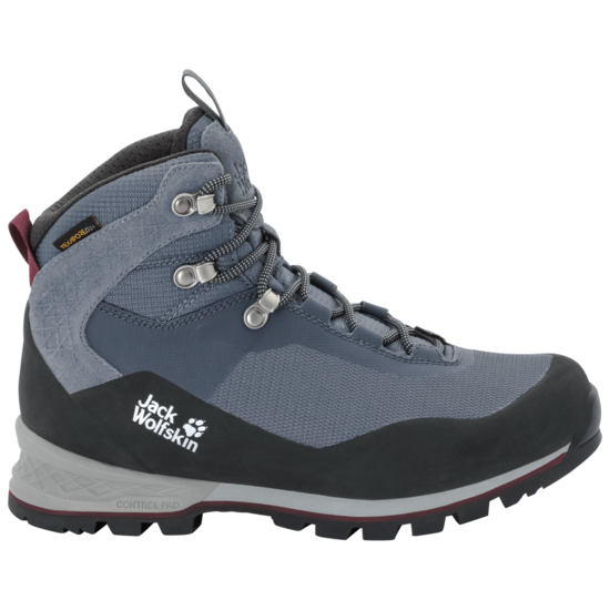 Pebble Grey / Burgundy Womens Waterproof Hiking Boots