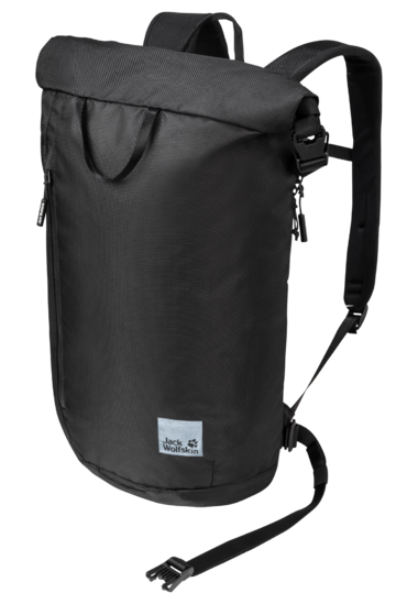 Ultra Black Sustainable Rolltop Backpack With Laptop Compartment