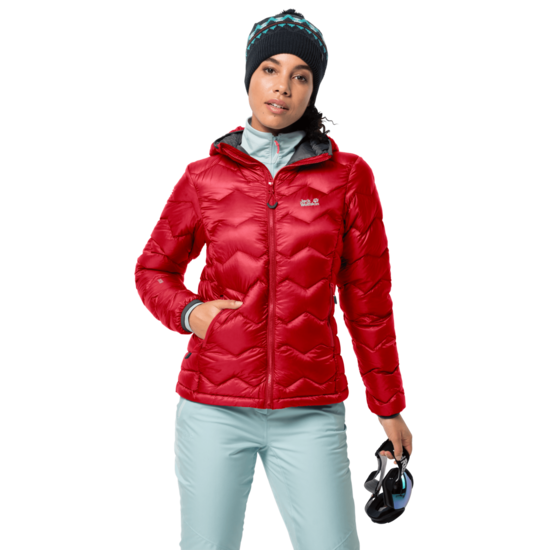 Clear Red Windproof Down Jacket Women