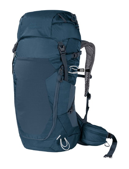 Dark Sea Hiking Pack With Advanced Back Ventilation And Short Back Length For Multi-Day Hikes In Warm Regions, Made From Recycled Materials