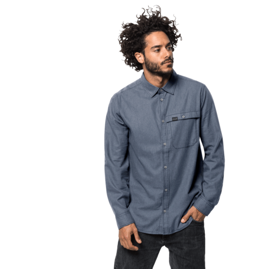 Night Blue Long-Sleeved Button Up