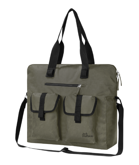 Dusty Olive Shoulder Bag Made From Recycled Polyester, With Padded Laptop Compartment