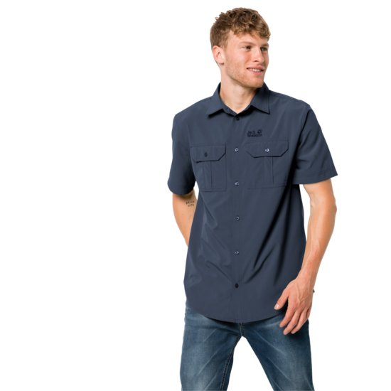 Night Blue Short-Sleeved Button-Down