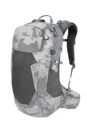 Silver All Over Hiking Pack With Advanced Back Ventilation And Short Back Length For Day Hikes In Warm Regions, Made From Recycled Materials