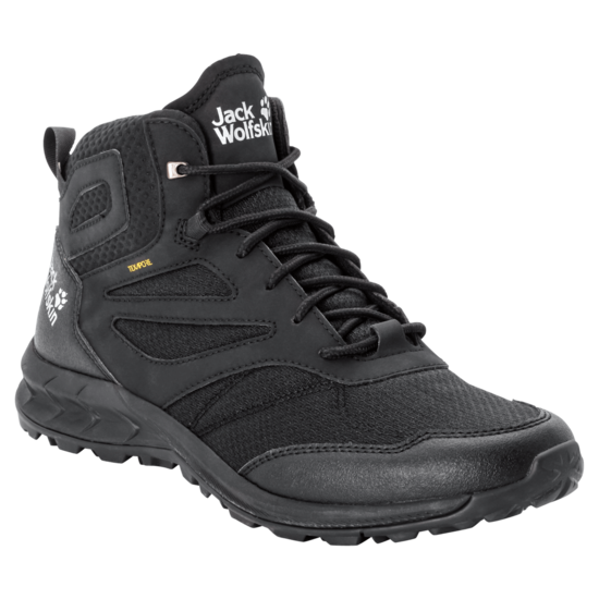 Black Woodland Texapore Mid Hiking Shoes For Men