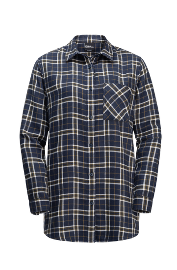 Night Blue 41 Long Sleeved Flannel Shirt With Checked Pattern And Chest Pocket