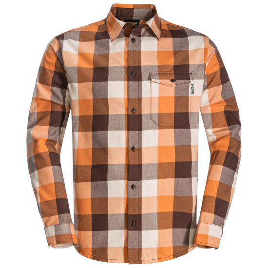 Orange Fall Checks Men'S Flannel Shirt